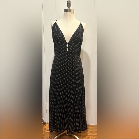 Reformation Polka Dot Montague Button Front Dress Sleeveless B&W size 12 - Picture 6 of 7